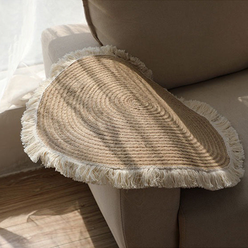 Round Jute Rug with Fringes Acalora