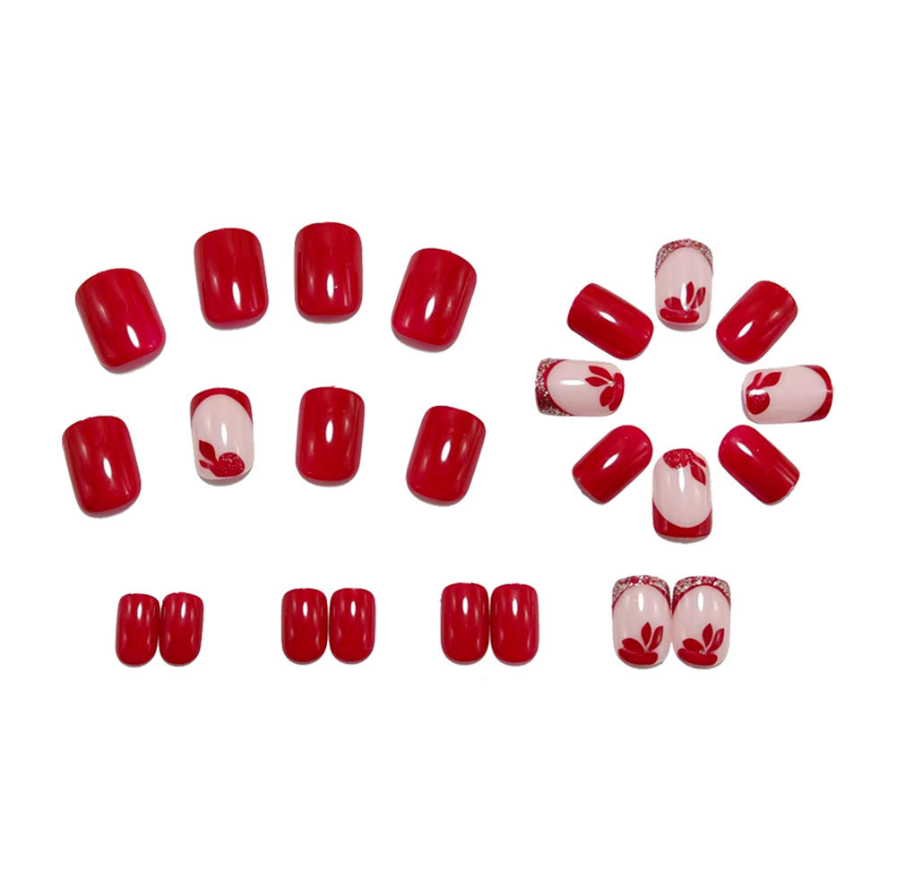 Artificial nails with floral design and elegant glitter details Acalora