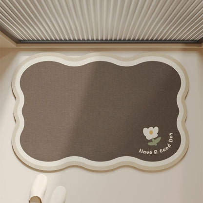 Absorbent Floral Print Bath Mat