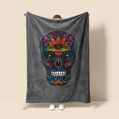 Artistic Skull-Themed Fleece Blanket