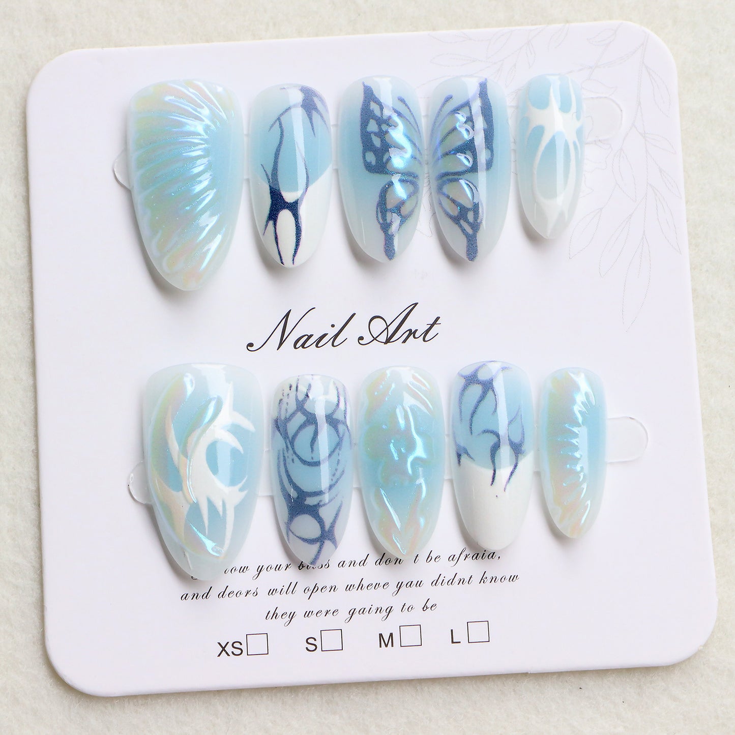 Decorative Press-On Nail Art Set with Oceanic Designs Acalora
