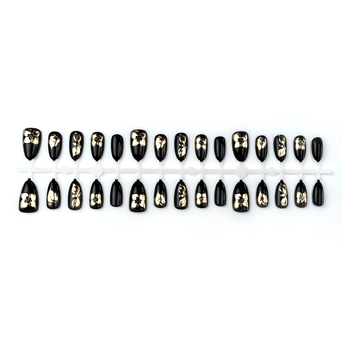 Artificial nail set with elegant 3D flowers and glamorous decorations Acalora