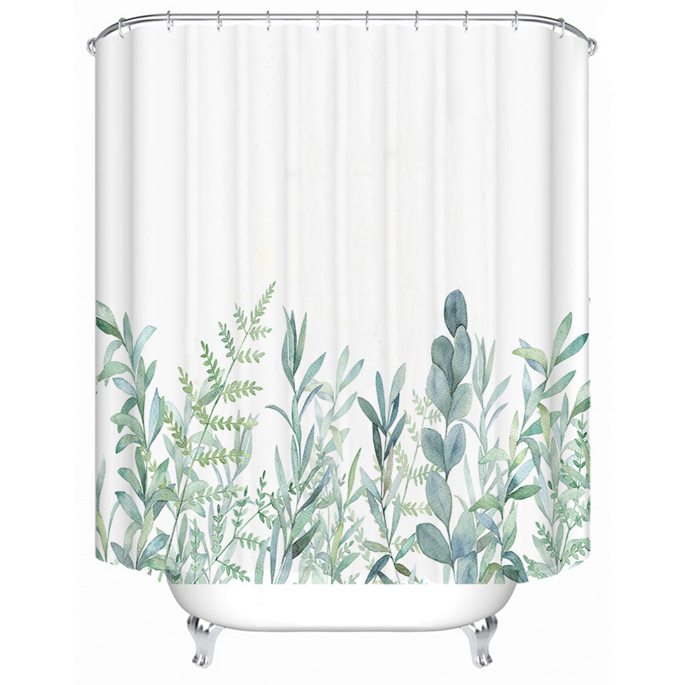 Botanical Leaf Pattern Shower Curtain