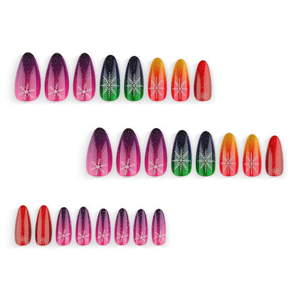 Artificial nails with snowflake motif in glitter finish Acalora