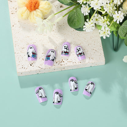 Artificial nails with playful ghost design Acalora