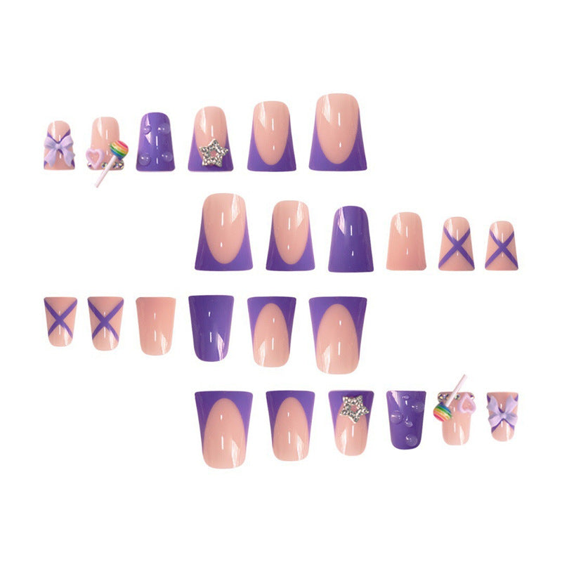 Playful Glittery Press-On Nail Art Set Acalora