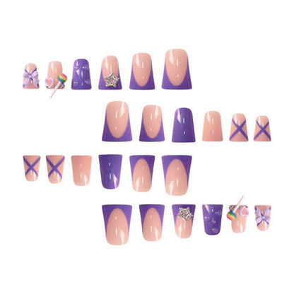 Playful Glittery Press-On Nail Art Set Acalora
