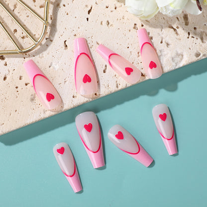 Artificial nails with romantic heart design Acalora