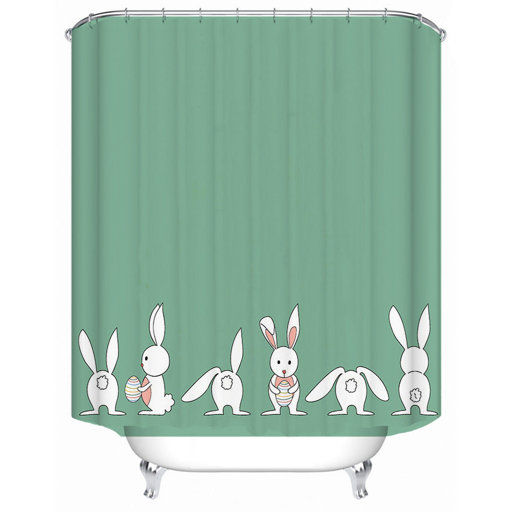 Whimsical Bunny Print Shower Curtain