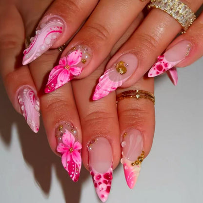 Elegant 3D Floral Press-On Nail Design Acalora