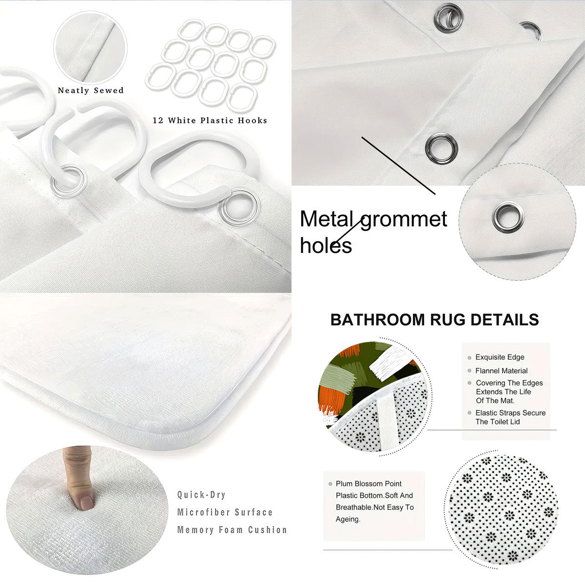 Bold Brushstroke Pattern Four-Piece Bathroom Set