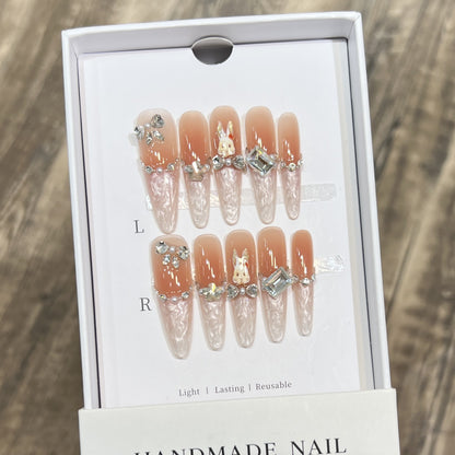 Glamorous Stiletto Press-On Nail Art Set with Elegant Decorative Elements Acalora