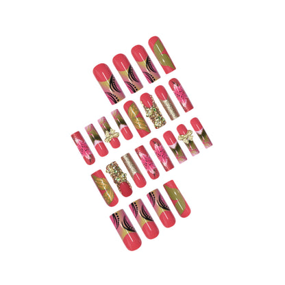 3D Floral Gemstone Press-On Nail Art Acalora