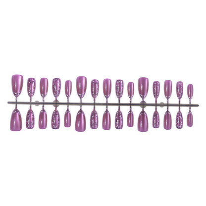 Decorative Press-On Nail Set with Elegant Foil Accents Acalora