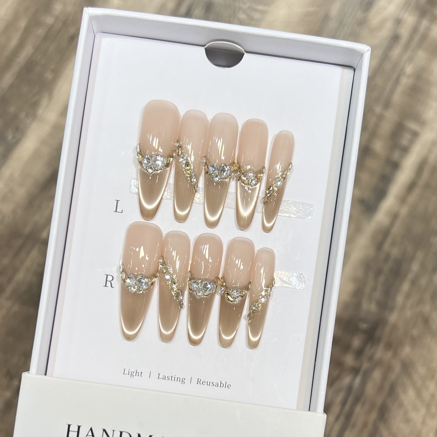 Elegant Stiletto Press-On Nail Set with Rhinestone Design Acalora
