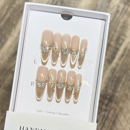 Elegant Stiletto Press-On Nail Set with Rhinestone Design Acalora