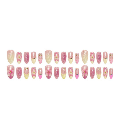 Art nail set with filigree flower decorations and glitter elements Acalora
