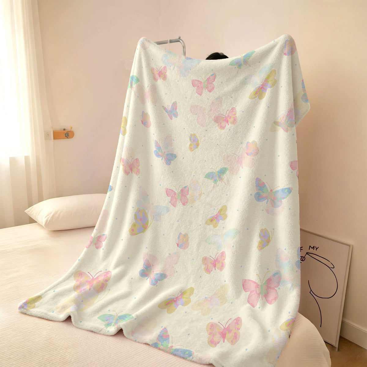 Cozy Butterfly Print Fleece Throw Blanket