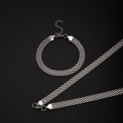 Textured Woven Chain Jewelry Set Acalora