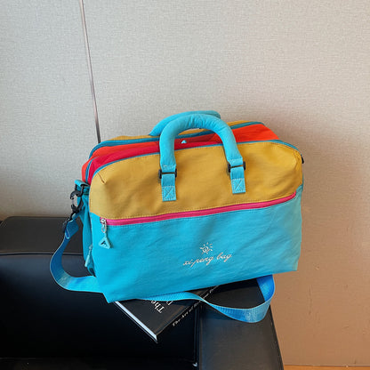 Versatile Color Block Duffle Bag