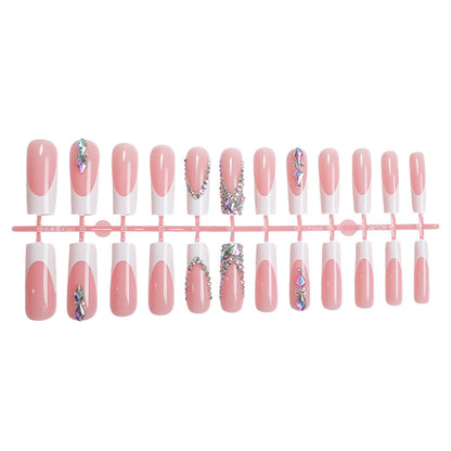 Decorative Press-On Nail Set with Gemstone Accents Acalora