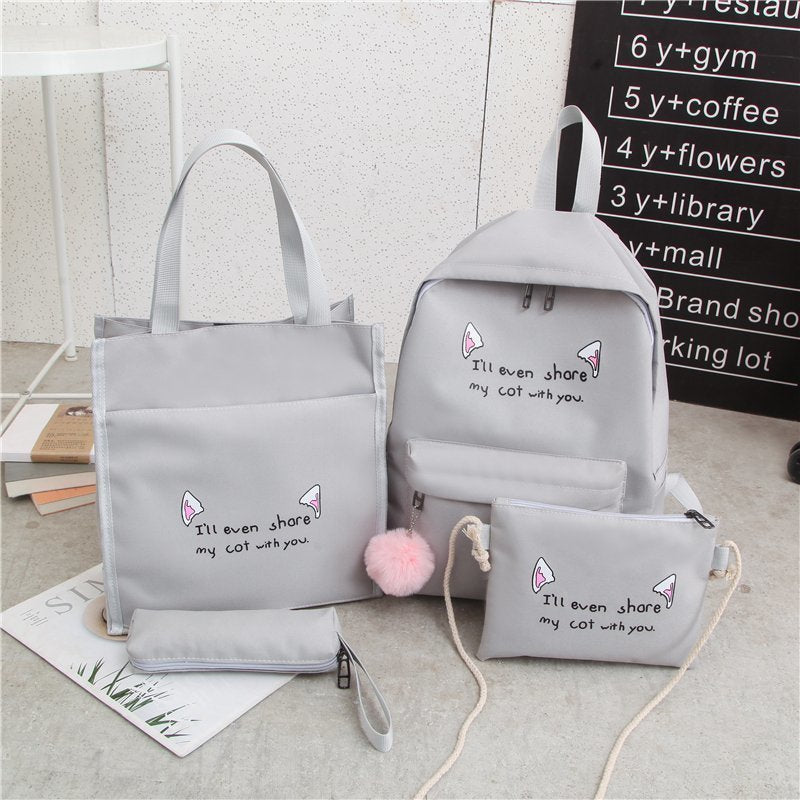 Cute Character Multi-Piece Backpack Set Acalora