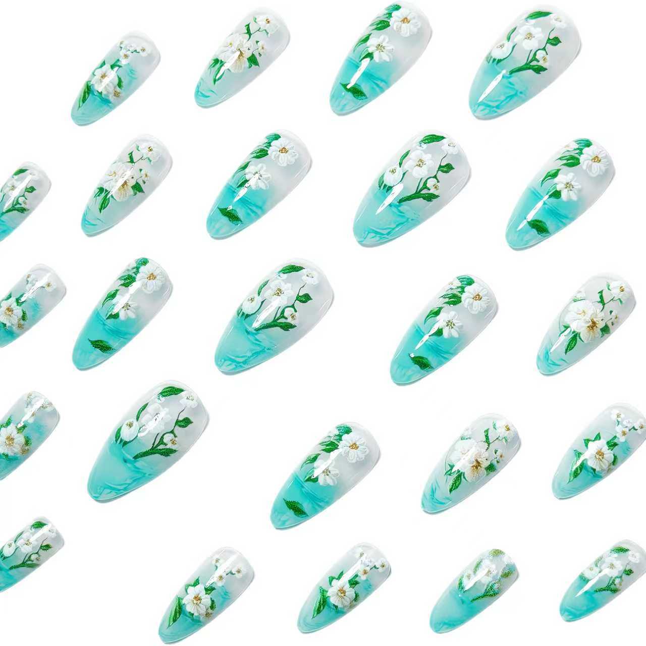 Floral Elegant Acrylic Nail Art Acalora