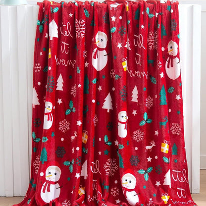 Festive Holiday-Themed Plush Throw Blanket