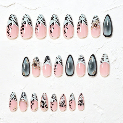 Decorative Stiletto Nail Art Tips with Floral Accents Acalora