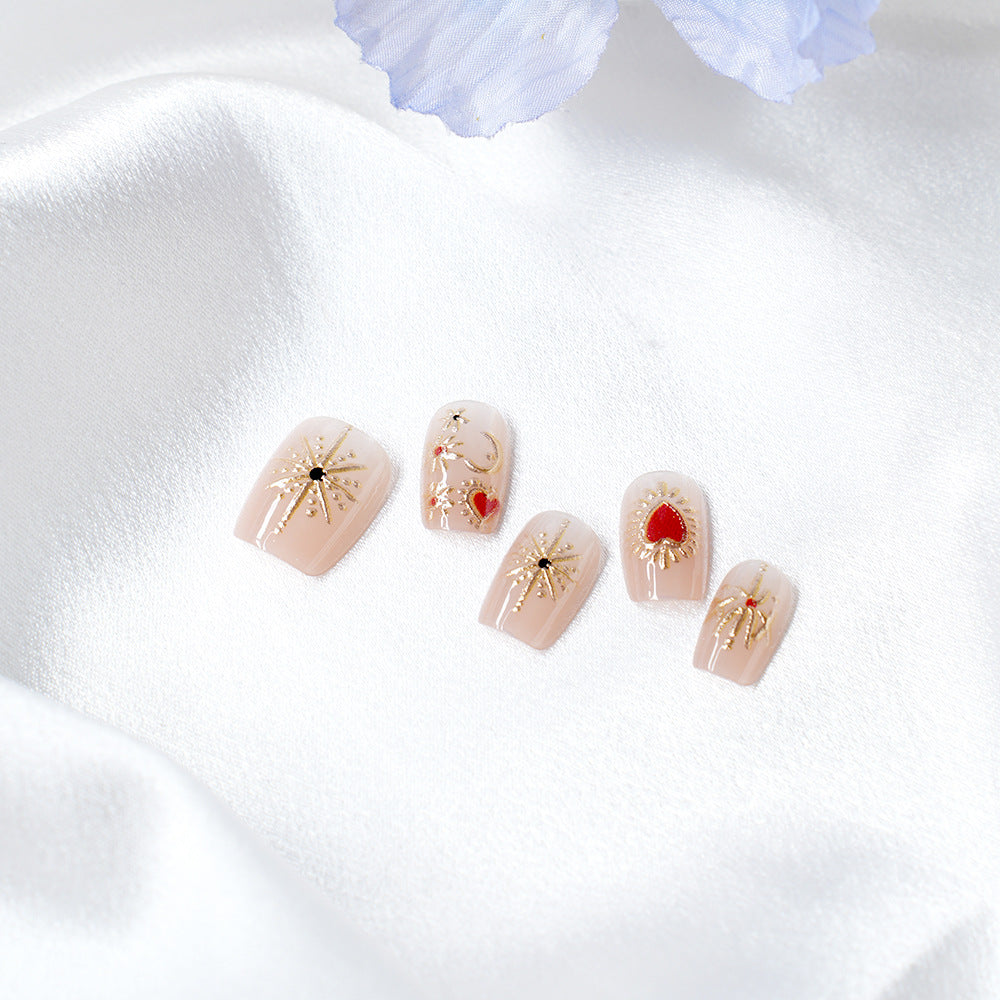 Artistic Press-On Nail Set with 3D Accents Acalora