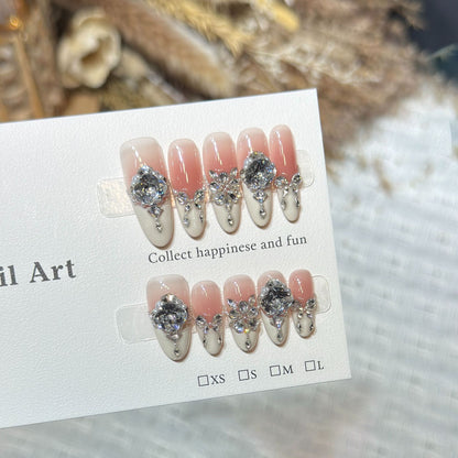 Glamorous Crystal-Embellished Stiletto Press-On Nails Acalora