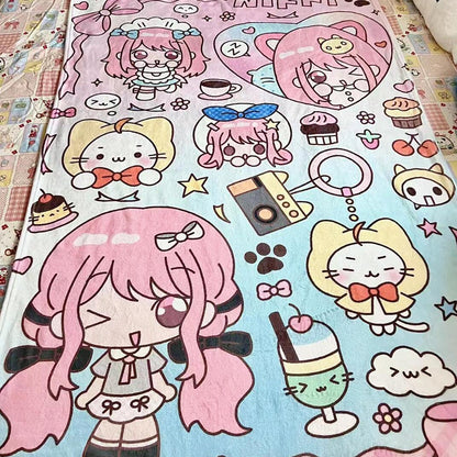 Cute Cartoon-Themed Soft Fleece Blanket