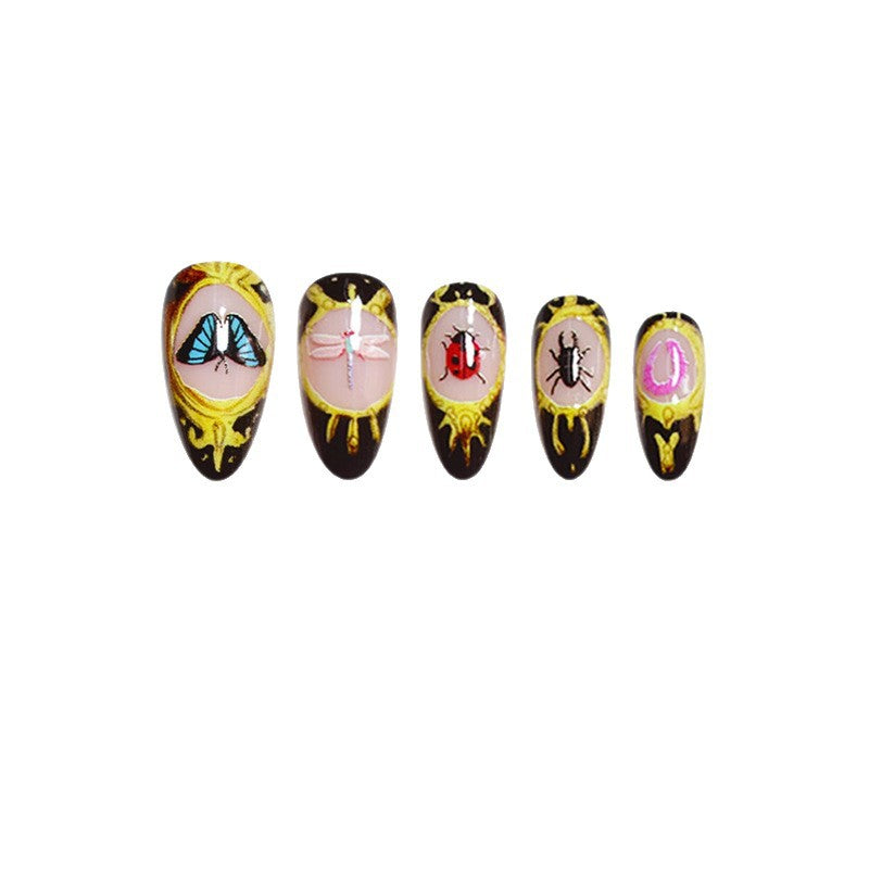 Artistic Insect-Motif Press-On Nail Art Acalora