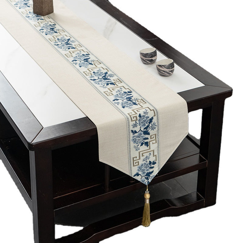 Elegant Floral Embroidered Table Runner