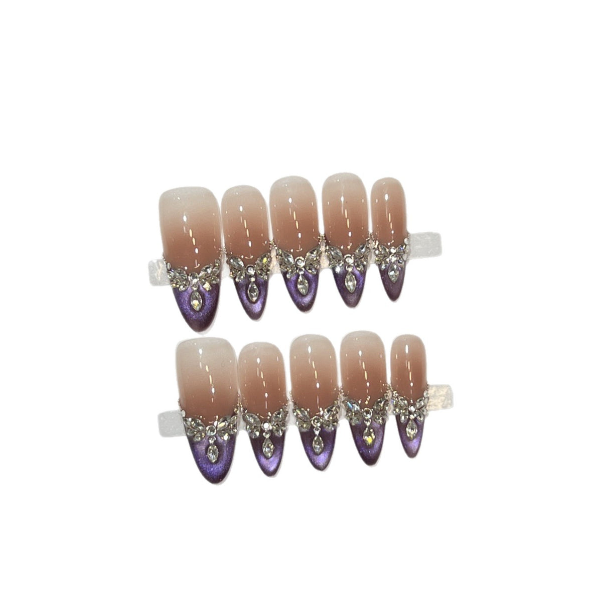 Elegant Stiletto Press-On Nail Set with Gemstone Embellishments Acalora