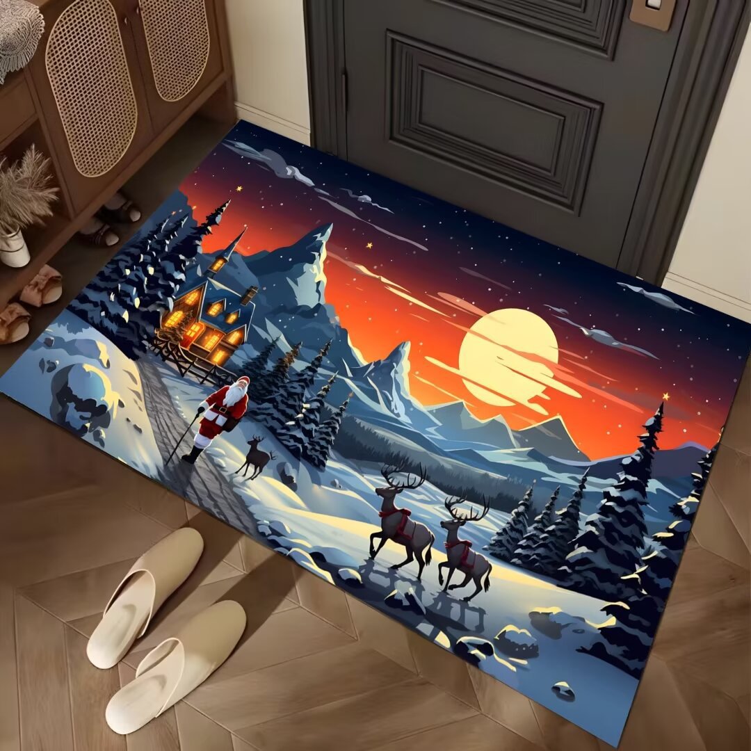 Festive Winter-Themed Entrance Mat