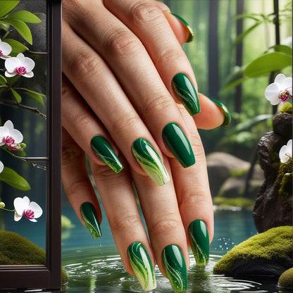 Creative nail art with green design Acalora