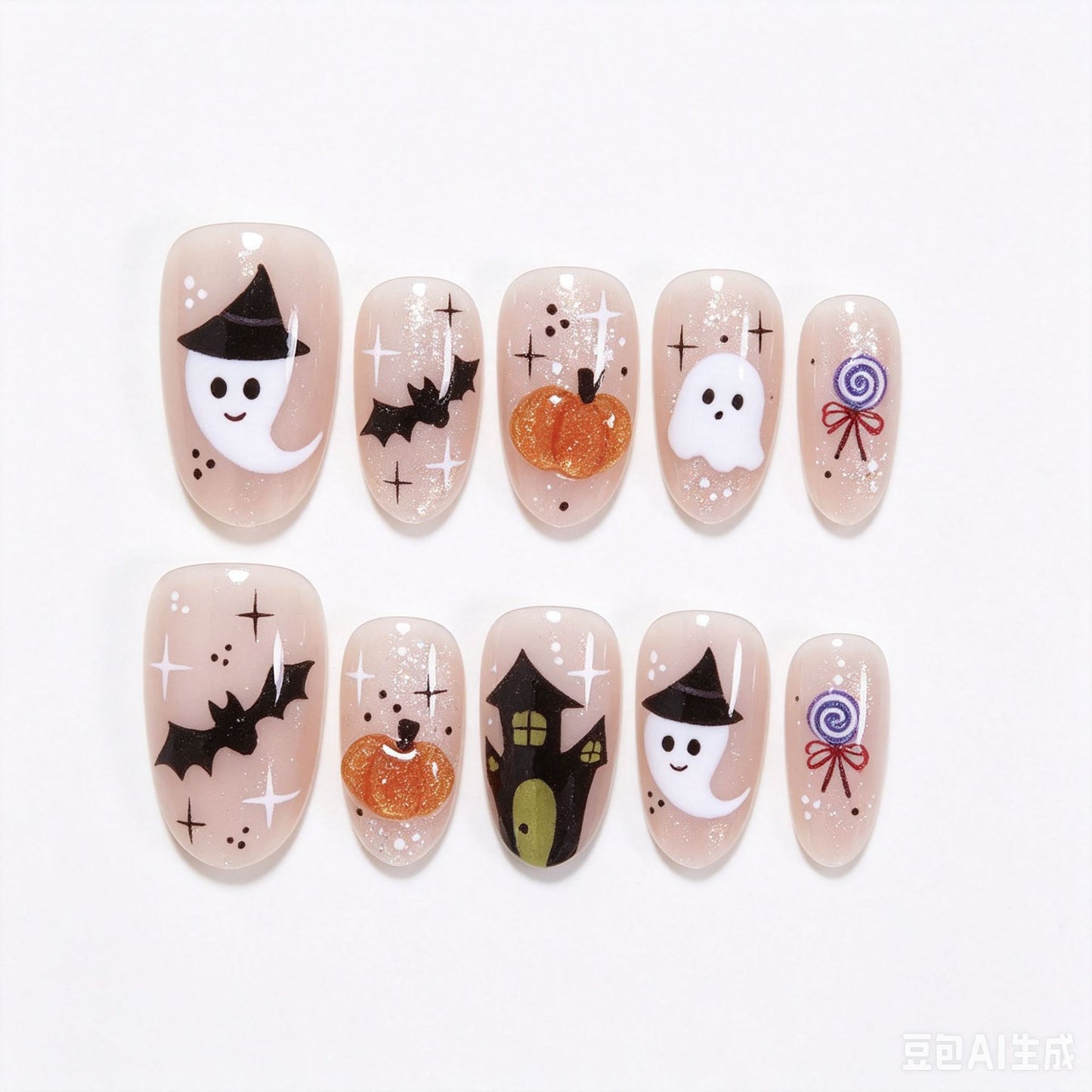 Halloween-Themed Artistic Press-On Nail Set Acalora