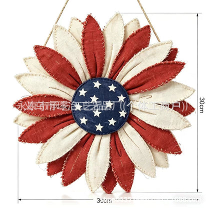 Unisex nan layered star wreath door decor with mixed ribbon bows and wooden accents Bowlift