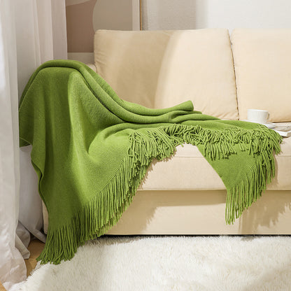 Unisex Luxurious Plush Fringe Throw Blanket