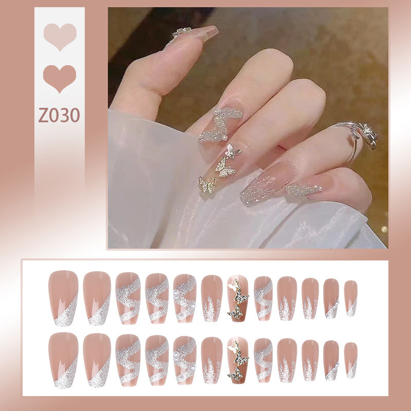 Artificial nail set with sparkling butterflies and glittering decorations Acalora