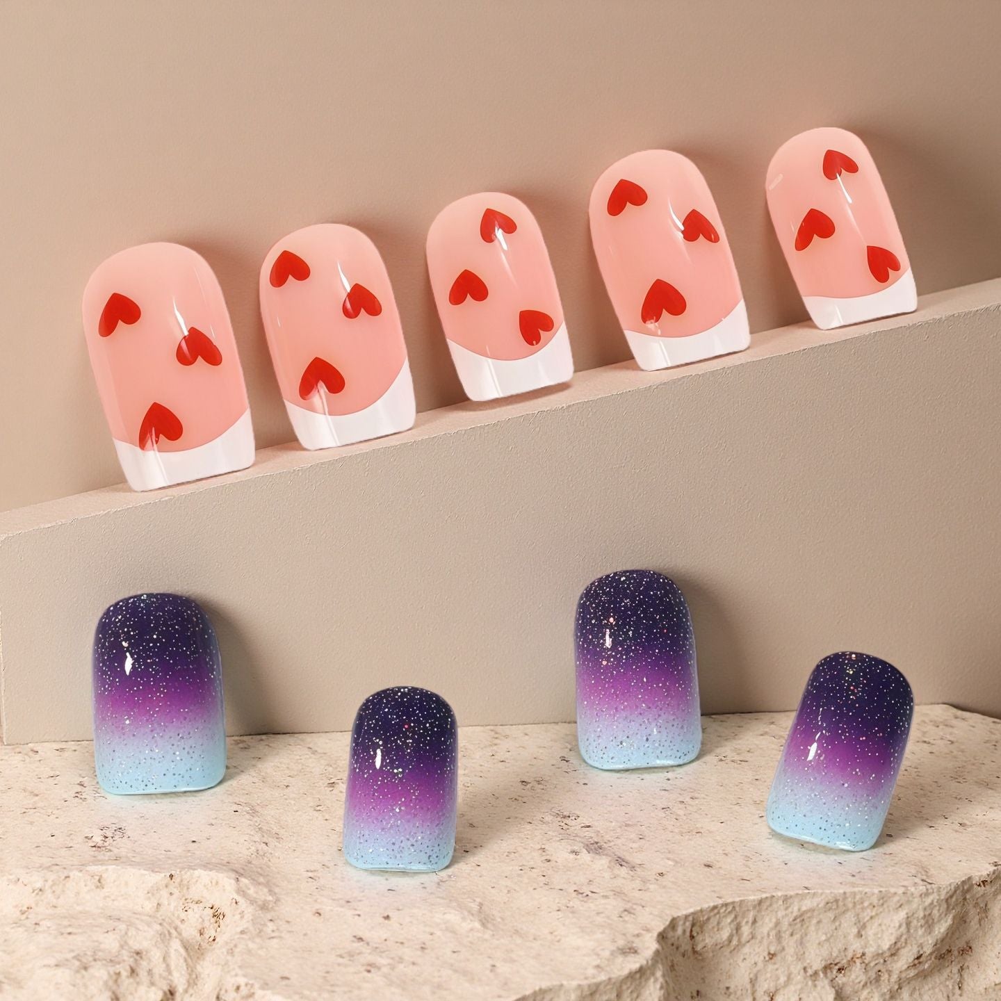 Nail Art Set with Romantic Heart Design Acalora