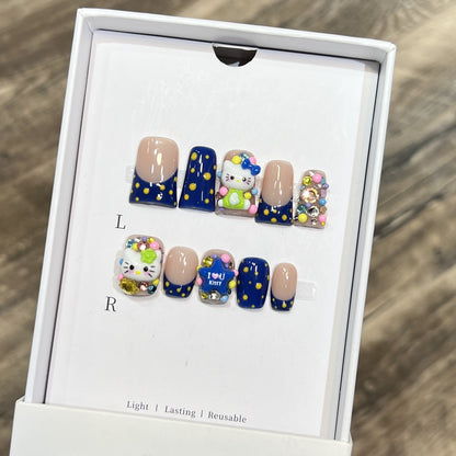Decorative Floral Stiletto Press-On Nail Set Acalora
