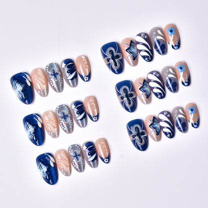 Artistic Floral Press-On Nail Tips Set Acalora