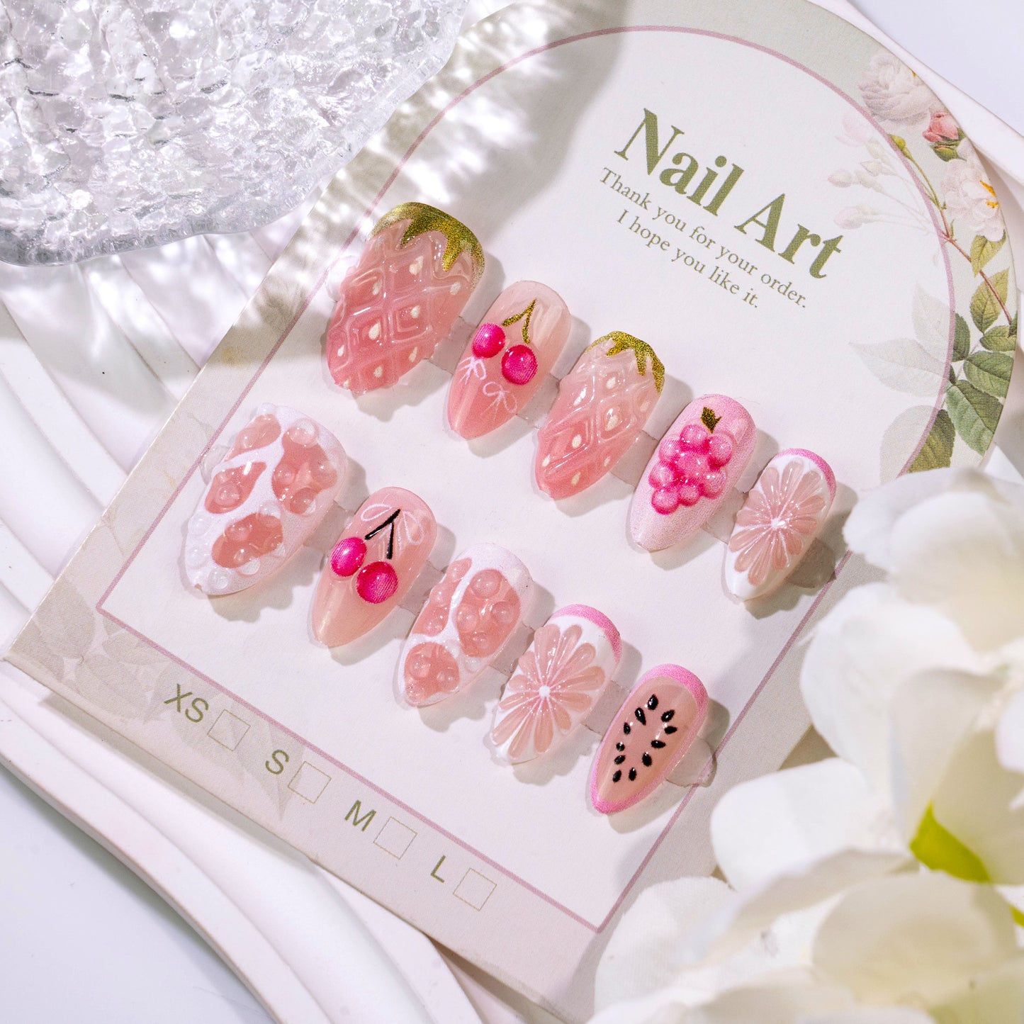 Artistic Fruit-Inspired Press-On Nail Set Acalora