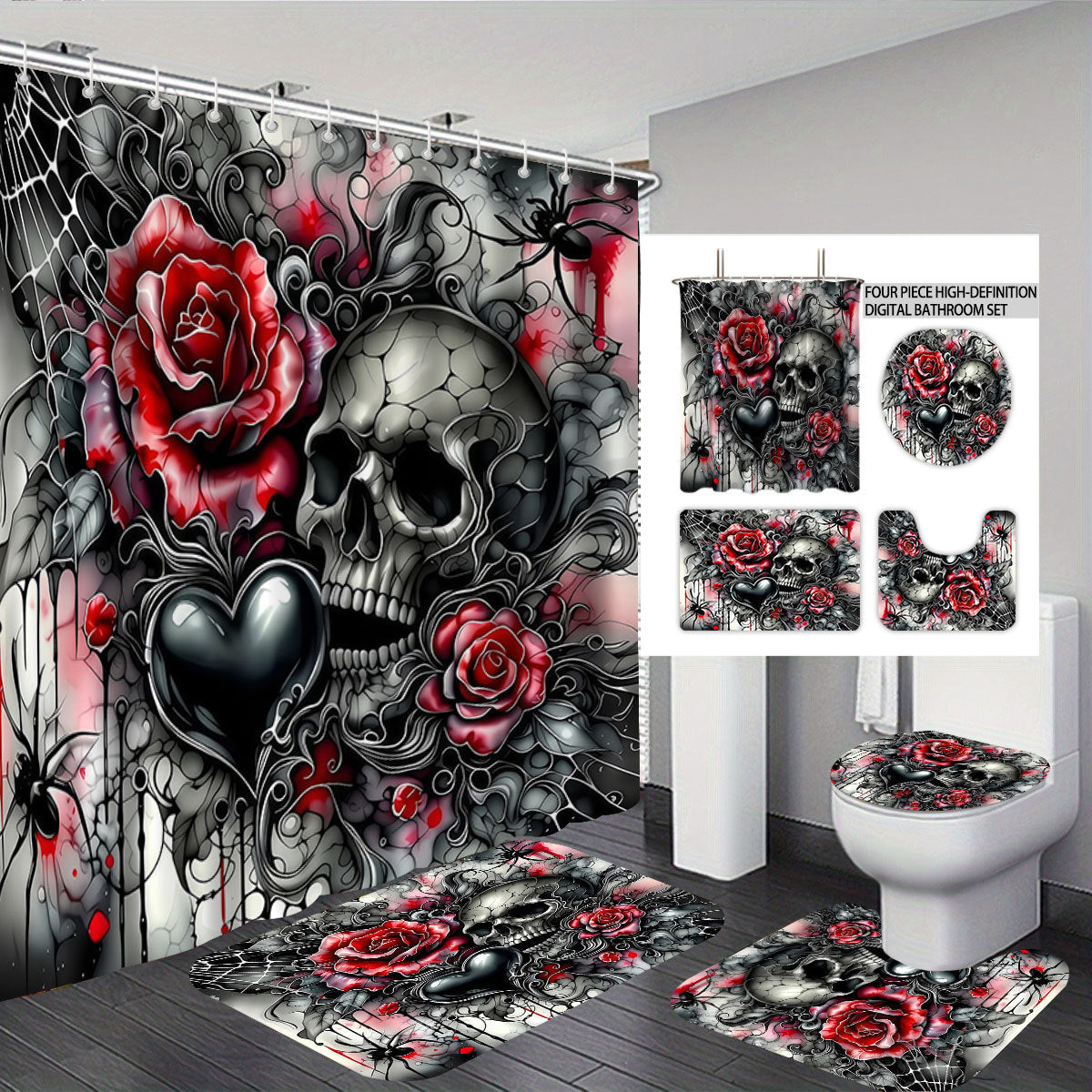 Artistic Skull Bathroom Décor Set