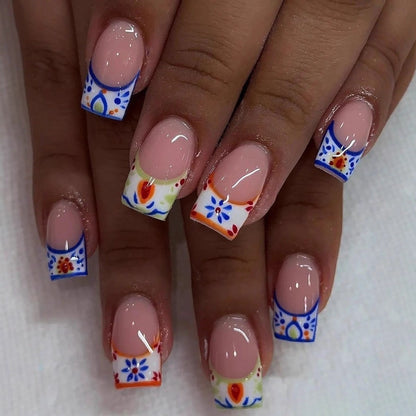 Artificial nails in elegant French tip design Acalora