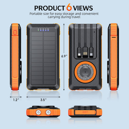 Solar Powerbank with Multifunctional LED Light and Integrated Charging Cable Bowlift