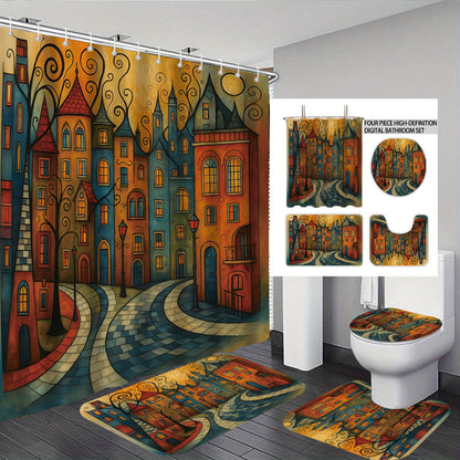 Artistic Cat-Theme Bathroom Decor Set