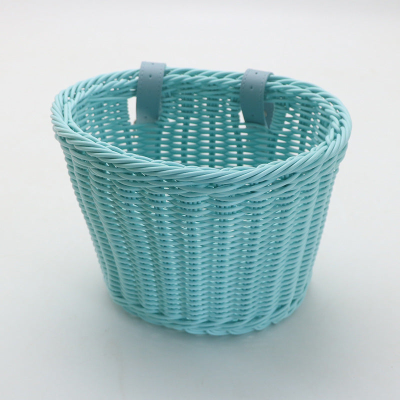 Decorative Woven Storage Basket with Leather Handles Acalora